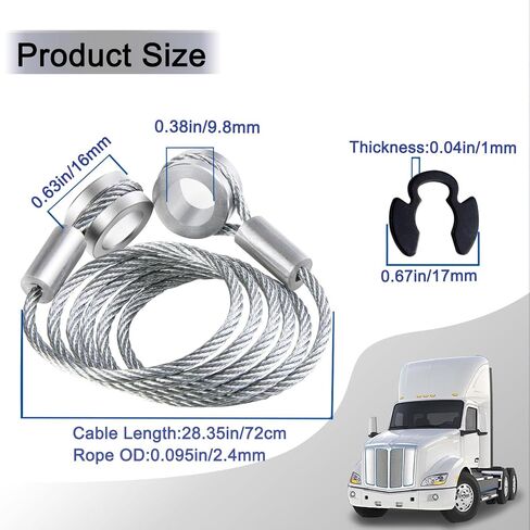 2PCS HLK2047 HOOD إطلاق كابل متوافق مع Peterbilt 1987-2005 357 375 377 378 379 ، كابل التحكم في الإقامة هود استبدال L92-6000-0718 ، 924-5402 أجزاء قفل هود مع circlips in Saudi Arabia