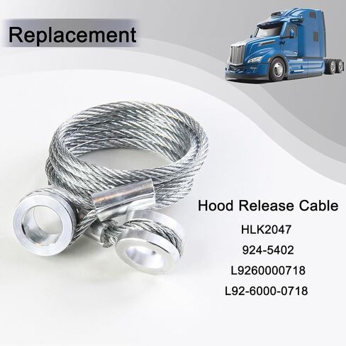 2PCS HLK2047 HOOD إطلاق كابل متوافق مع Peterbilt 1987-2005 357 375 377 378 379 ، كابل التحكم في الإقامة هود استبدال L92-6000-0718 ، 924-5402 أجزاء قفل هود مع circlips in Saudi Arabia