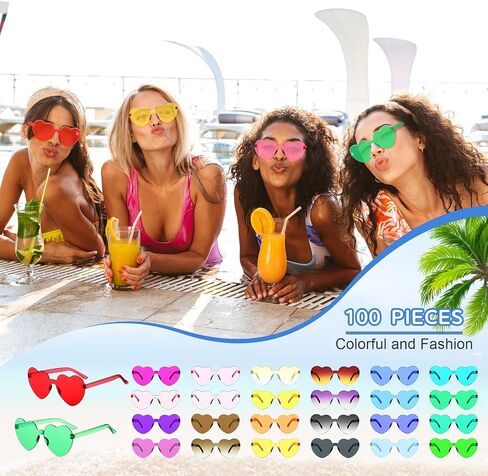 coume 100 أزواج من القلب غير قلب نظارة شمسية شفافة على شكل قلب in Saudi Arabia