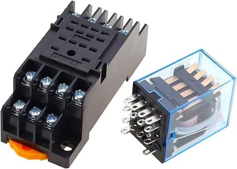 10PCS MY4NJ Power Relay 4NO 4NC 5A 14 Pin Relay with Socket Base for DIN Rail - 12V 24V 36V 48V 110V 220V AC/DC (12V-AC) in Saudi Arabia