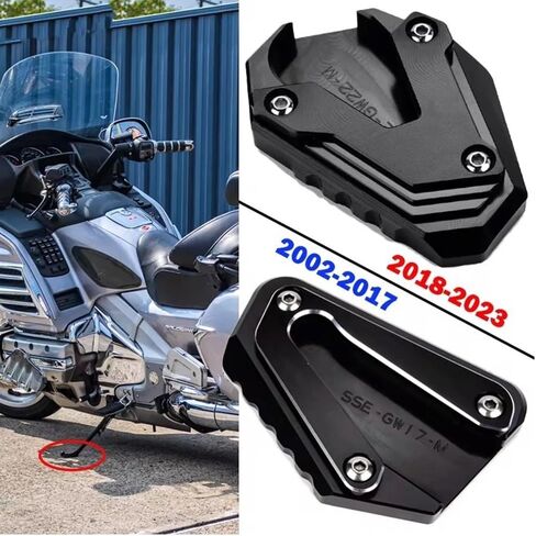 Motorcycle Kickstand Pad For Goldwing 1800 2018-2023 Gold Wing GL1800 2002-2017 Motorcycle CNC Foot Support Extension Plate Side Stand Enlarge(2018-2023 black) in Saudi Arabia