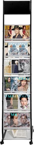 Magazine Rack, Floor-Standing Brochure Display Stand with Wheels, 6 Pockets Catalog Literature Rack Magazine Holder Newspaper Stand for Trade Show Exhibitions Office Retail Store in Saudi Arabia