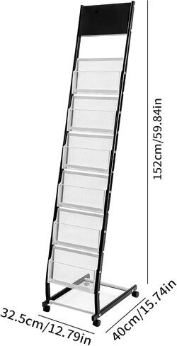 Magazine Rack, Floor-Standing Brochure Display Stand with Wheels, 6 Pockets Catalog Literature Rack Magazine Holder Newspaper Stand for Trade Show Exhibitions Office Retail Store in Saudi Arabia