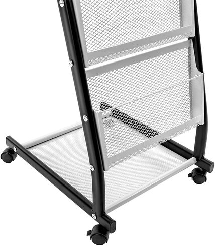 Magazine Rack, Floor-Standing Brochure Display Stand with Wheels, 6 Pockets Catalog Literature Rack Magazine Holder Newspaper Stand for Trade Show Exhibitions Office Retail Store in Saudi Arabia