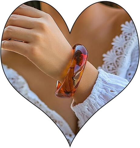 Chunky Acrylic Resin Bangle Bracelets for Women,Square Resin Bangle Trendy Marbled Acrylic Bracelet Vintage Geometric Irregular Bangles Bracelet in Kuwait