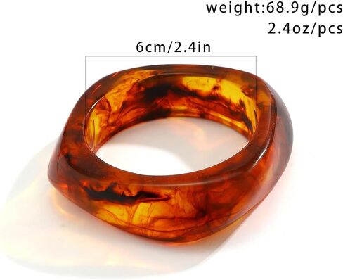 Chunky Acrylic Resin Bangle Bracelets for Women,Square Resin Bangle Trendy Marbled Acrylic Bracelet Vintage Geometric Irregular Bangles Bracelet in Kuwait