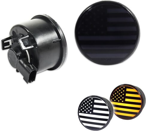 Smoked Lens SWITCHBACK COB US Flag LED White DRL Amber Front Bumper Signal Lights for 2007-2018 Jeep Wrangler JK in Kuwait