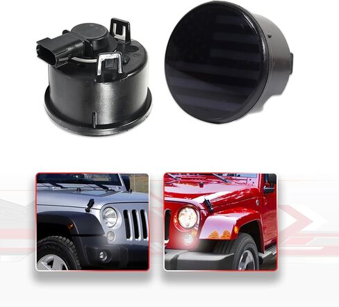 Smoked Lens SWITCHBACK COB US Flag LED White DRL Amber Front Bumper Signal Lights for 2007-2018 Jeep Wrangler JK in Kuwait