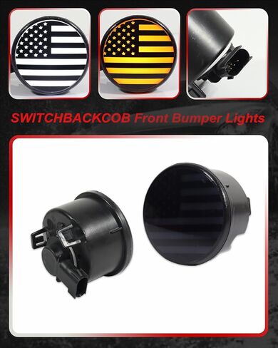 Smoked Lens SWITCHBACK COB US Flag LED White DRL Amber Front Bumper Signal Lights for 2007-2018 Jeep Wrangler JK in Kuwait