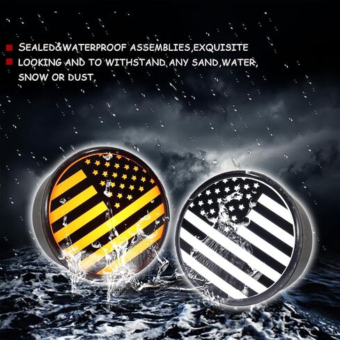 Smoked Lens SWITCHBACK COB US Flag LED White DRL Amber Front Bumper Signal Lights for 2007-2018 Jeep Wrangler JK in Kuwait