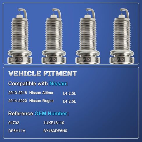 Double Iridium Spark Plugs 4 Pack Compatible with Nissan Altima 2.5 2013 2014 2015 2016 2017 2018 & Nissan Rogue 2.5L 2014-2020 – Replaces 94702, DF6H-11A in Saudi Arabia