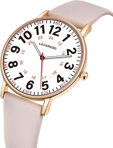 ساعة مقاومة للماء للنساء والرجال بمينا مضيء وحركة كوارتز يابانية، ساعة سهلة القراءة ذات وجه كبير، 12/24 ساعة، سوار من السيليكون in Kuwait