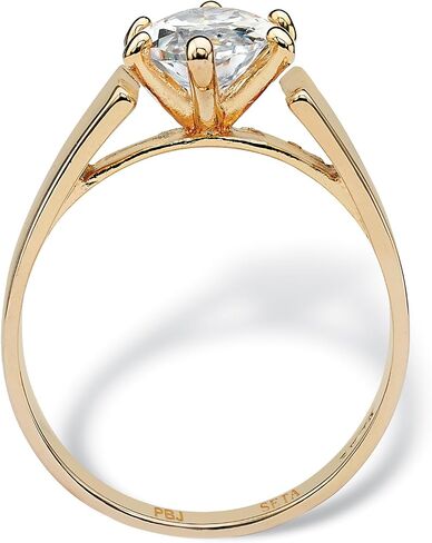 PalmBeach Yellow Gold-plated Marquise Shaped Cubic Zirconia Solitaire Engagement Ring Sizes 5-12 in Saudi Arabia