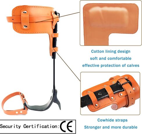 Leather Tree Climbing Spikes Set，Tree Climbing Gear，Adjustable Length Design,Alloy Steel Pole Climbing Spurs，Tree Spikes for Tree Work, Hunting and Observation, Jungle Survival,Fruit Picking (Yellow) in Saudi Arabia
