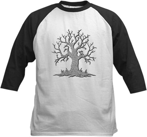 CafePress Silver Glitter Spooky Tree Kids Baseball T Shirt Kids Cotton Baseball Jersey, 3/4 Raglan Sleeve Shirt in Saudi Arabia