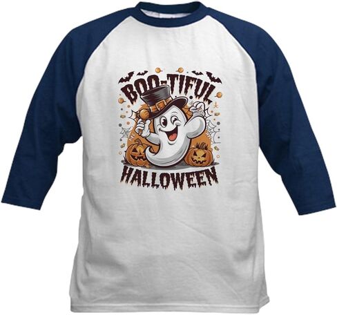Cafepress boo tiful Halloween Design Kids Baseball T Shirt Kids Cotton Baseball Jersey ، 3/4 Raglan Sleeve Shirt in Saudi Arabia