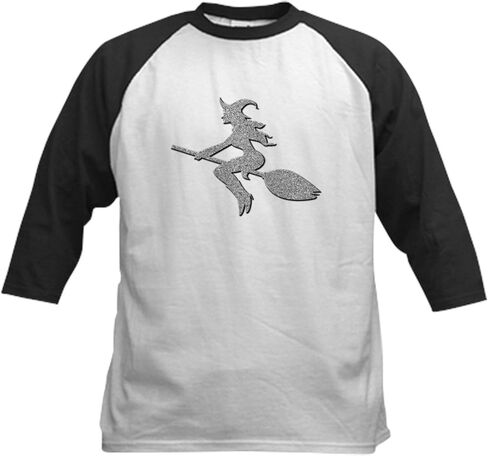CafePress Silver Glittery Witch Kids Baseball T Shirt Kids Cotton Baseball Jersey, 3/4 Raglan Sleeve Shirt in Saudi Arabia