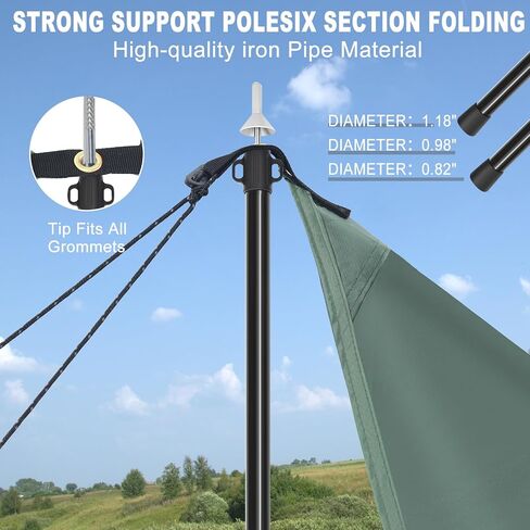 Tarp Poles, Telescoping Tent Poles, Ultra-Lightweight Portable Aluminum Sun Shade Poles That Extends Up to 7'6",Suitable for Camping, Tent, Awning, Beach Shelter(2 PCS) in Saudi Arabia