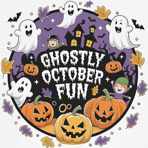 CafePress Ghostly October Fun Design Kids Baseball T Shirt Kids Cotton Baseball Jersey, 3/4 Raglan Sleeve Shirt in Saudi Arabia