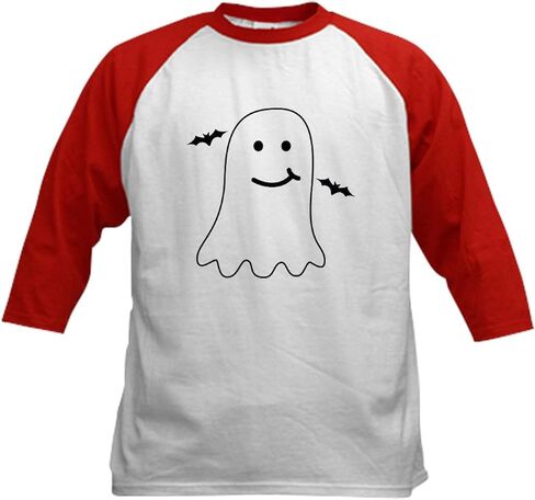 Cafepress Halloween Ghost Spooky Bats Baseball Jersey Kids Cotton Baseball Jersey ، 3/4 Raglan Sleeve Shirt in Saudi Arabia
