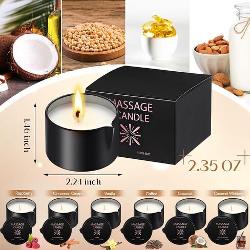 Nuanchu 6 PCS Commage Oil Candle ، 2.35 Oz Ignite Low Temp Temp Sated Body Body Candles for Therapy Therapy Soy Home Gift Spa استخدام 6 رائحة in Saudi Arabia
