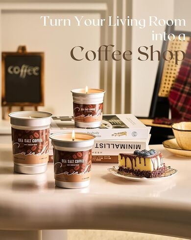 M&SENSE Coffee Espresso Scented Soy Candle - Vegan, Heavy Scented, Natural Aromatherapy Candles for Stress Relief, 7.05oz 48-Hour Burn Time, Housewarming Gift for Women & Men in Kuwait