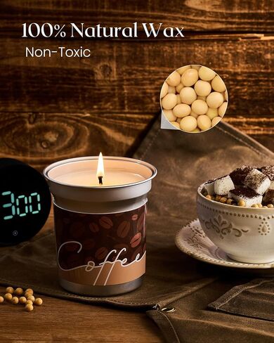 M&SENSE Coffee Espresso Scented Soy Candle - Vegan, Heavy Scented, Natural Aromatherapy Candles for Stress Relief, 7.05oz 48-Hour Burn Time, Housewarming Gift for Women & Men in Kuwait