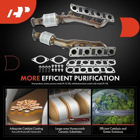 A-Premium Front Exhaust Manifold Catalytic Converter with Gasket Kit Direct-Fit Compatible with Nissan Armada NV2500 NV3500 TITAN XD 2017-2021, TITAN 2017-2020 & Infiniti QX80, 5.6L, E.P.A. Compliant in Saudi Arabia
