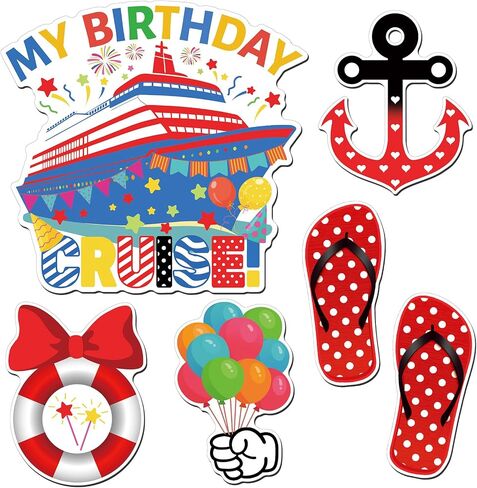 Kanayu 6 Pcs Birthday Cruise Door Decorations Magnetic Large Ship Decorations Magnets Anchor Cruise Decor Car Fridge Magnet Decal for Carnival Stateroom Door in Saudi Arabia