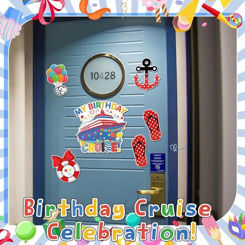 Kanayu 6 Pcs Birthday Cruise Door Decorations Magnetic Large Ship Decorations Magnets Anchor Cruise Decor Car Fridge Magnet Decal for Carnival Stateroom Door in Saudi Arabia