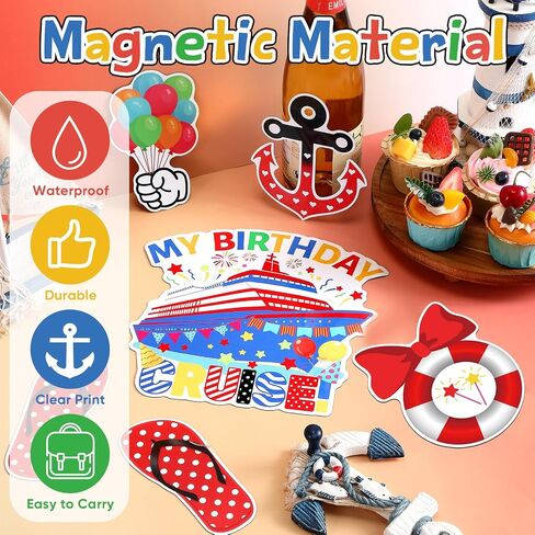 Kanayu 6 Pcs Birthday Cruise Door Decorations Magnetic Large Ship Decorations Magnets Anchor Cruise Decor Car Fridge Magnet Decal for Carnival Stateroom Door in Saudi Arabia