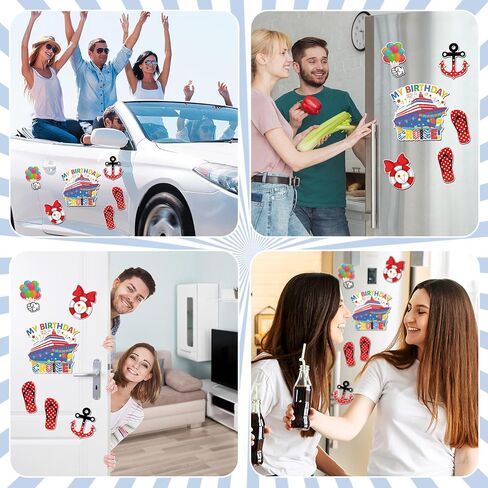Kanayu 6 Pcs Birthday Cruise Door Decorations Magnetic Large Ship Decorations Magnets Anchor Cruise Decor Car Fridge Magnet Decal for Carnival Stateroom Door in Saudi Arabia