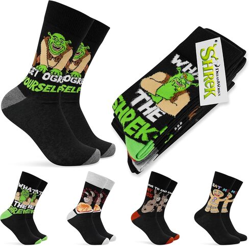 SHREK MEN'S SOCKS - حزمة من 5 جوارب العجل للرجال المراهقين عمل ناعم التنفس الرياضة غير رسمية - الحجم 6-12 الهدايا رجال in Kuwait