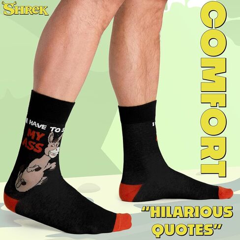 SHREK MEN'S SOCKS - حزمة من 5 جوارب العجل للرجال المراهقين عمل ناعم التنفس الرياضة غير رسمية - الحجم 6-12 الهدايا رجال in Kuwait