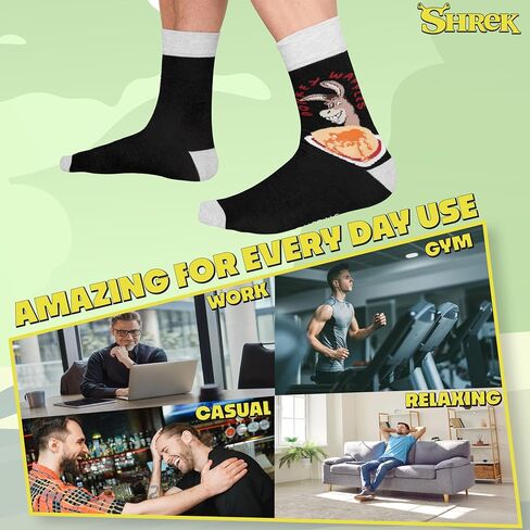 SHREK MEN'S SOCKS - حزمة من 5 جوارب العجل للرجال المراهقين عمل ناعم التنفس الرياضة غير رسمية - الحجم 6-12 الهدايا رجال in Kuwait