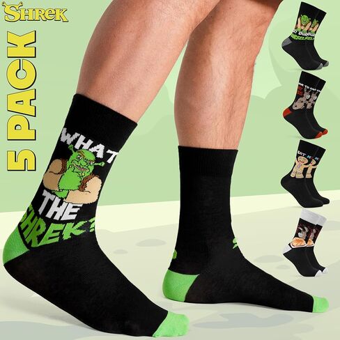 SHREK MEN'S SOCKS - حزمة من 5 جوارب العجل للرجال المراهقين عمل ناعم التنفس الرياضة غير رسمية - الحجم 6-12 الهدايا رجال in Kuwait