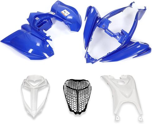 HECASA Front and Rear Fender Flares + Tank Cover + Grille/Fender + Gas Cap + Mesh Compatible with 2006-2024 YAMAHA Raptor 700 Plastic Bodywork Kit Blue+White+Black in Saudi Arabia