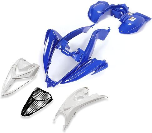 HECASA Front and Rear Fender Flares + Tank Cover + Grille/Fender + Gas Cap + Mesh Compatible with 2006-2024 YAMAHA Raptor 700 Plastic Bodywork Kit Blue+White+Black in Saudi Arabia