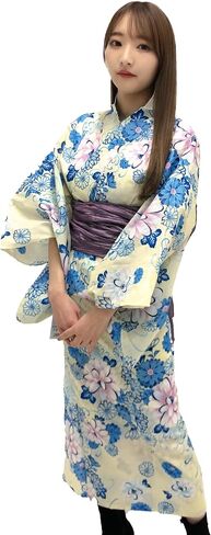 Dita ENSHU Traditional Cotton Women's Yukata Robe (japanese casual kimono) Easy Wearing (Yukata, Obi, Koshihimo) set3 in Saudi Arabia