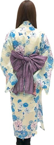 Dita ENSHU Traditional Cotton Women's Yukata Robe (japanese casual kimono) Easy Wearing (Yukata, Obi, Koshihimo) set3 in Saudi Arabia