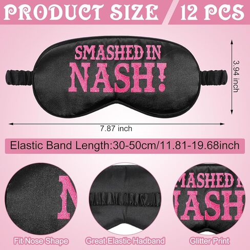 12 Pcs Nashville Bachelorette Party Favors Bride Sleep Mask Silk Eye Mask for Women Cowgirl Bachelorette Party Decorations Smashed in Nash for Western Bridal Shower Wedding Birthday Nash Gift in Saudi Arabia