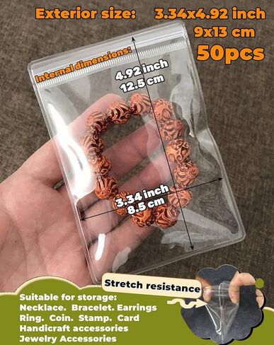 AVELIO PVC Rings Storage Bags Clear Jewelry Pouches small Zipper Bags Anti Oxidizing for Storage Jewelry Packing Bags (1.57x2.36 in_Small Ring Bags_100PCS) in Kuwait