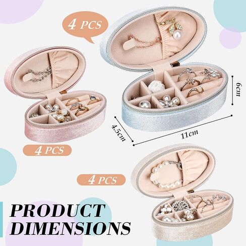 Kenning 12 PCS Small Velvet Travel Jewelry Jowly Box Mini Jewelry Case منظم محمولة حقيبة وصيفة الشرف الهدية للنساء (OVAL) in Kuwait