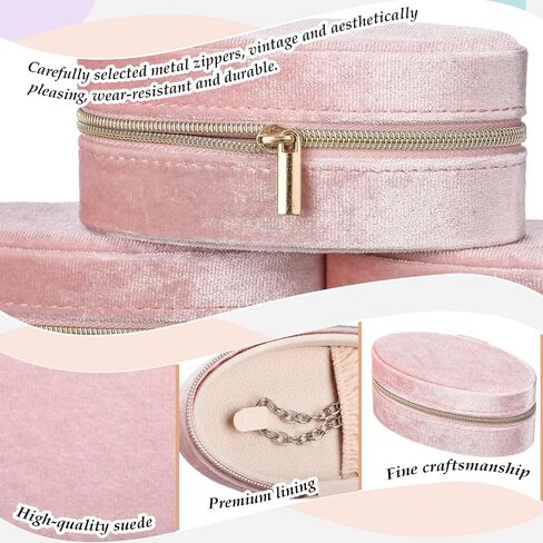 Kenning 12 PCS Small Velvet Travel Jewelry Jowly Box Mini Jewelry Case منظم محمولة حقيبة وصيفة الشرف الهدية للنساء (OVAL) in Kuwait