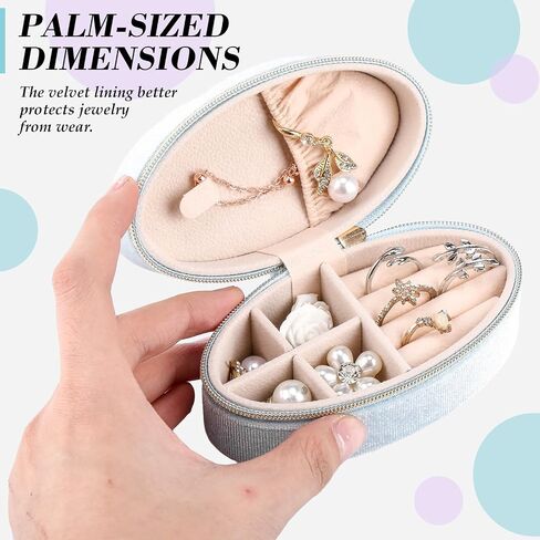 Kenning 12 PCS Small Velvet Travel Jewelry Jowly Box Mini Jewelry Case منظم محمولة حقيبة وصيفة الشرف الهدية للنساء (OVAL) in Kuwait