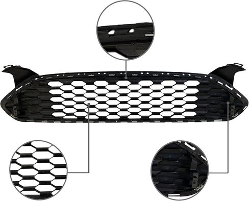 Partsflow Front Pumper Grille Apperty Honeycomb Grill Glossy Black لعام 2013 2014 2015 2016 Ford Fusion in Saudi Arabia