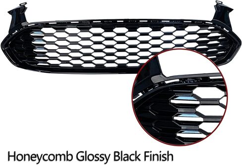 Partsflow Front Pumper Grille Apperty Honeycomb Grill Glossy Black لعام 2013 2014 2015 2016 Ford Fusion in Saudi Arabia