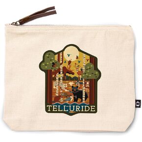 Lantern Press Telluride ، Colorado ، Forest Animals ، هندسة ، حقيبة سحاب قطنية 100 ٪ ، ملحق السفر ، GO BAG in Kuwait