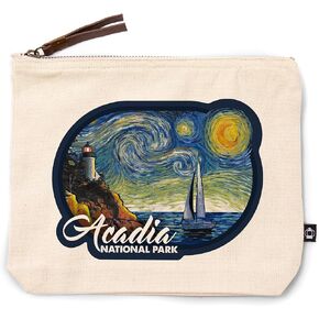 Lantern Press Acadia National Park, Maine, Bass Harbor Lighthouse, Starry Night, 100% Cotton Zipper Pouch, Travel Accessory, Go Bag in Kuwait