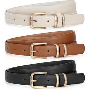 JASGOOD 3 Pack Women's Leather Belts for Jeans Dress Pants Trendy Belts with Gold Buckle in Kuwait